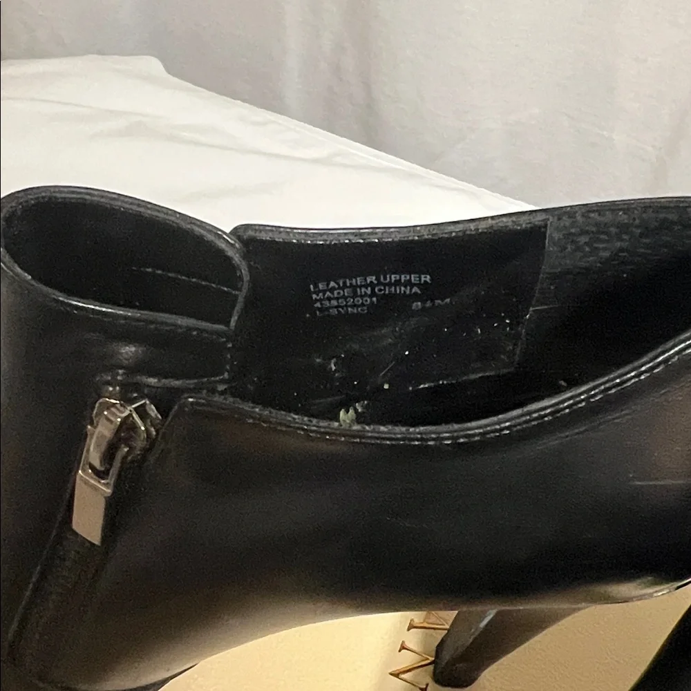 Franco Sarto L-SYNC Women's Black Derby Ankle Booties Side Zip Leather Shoes